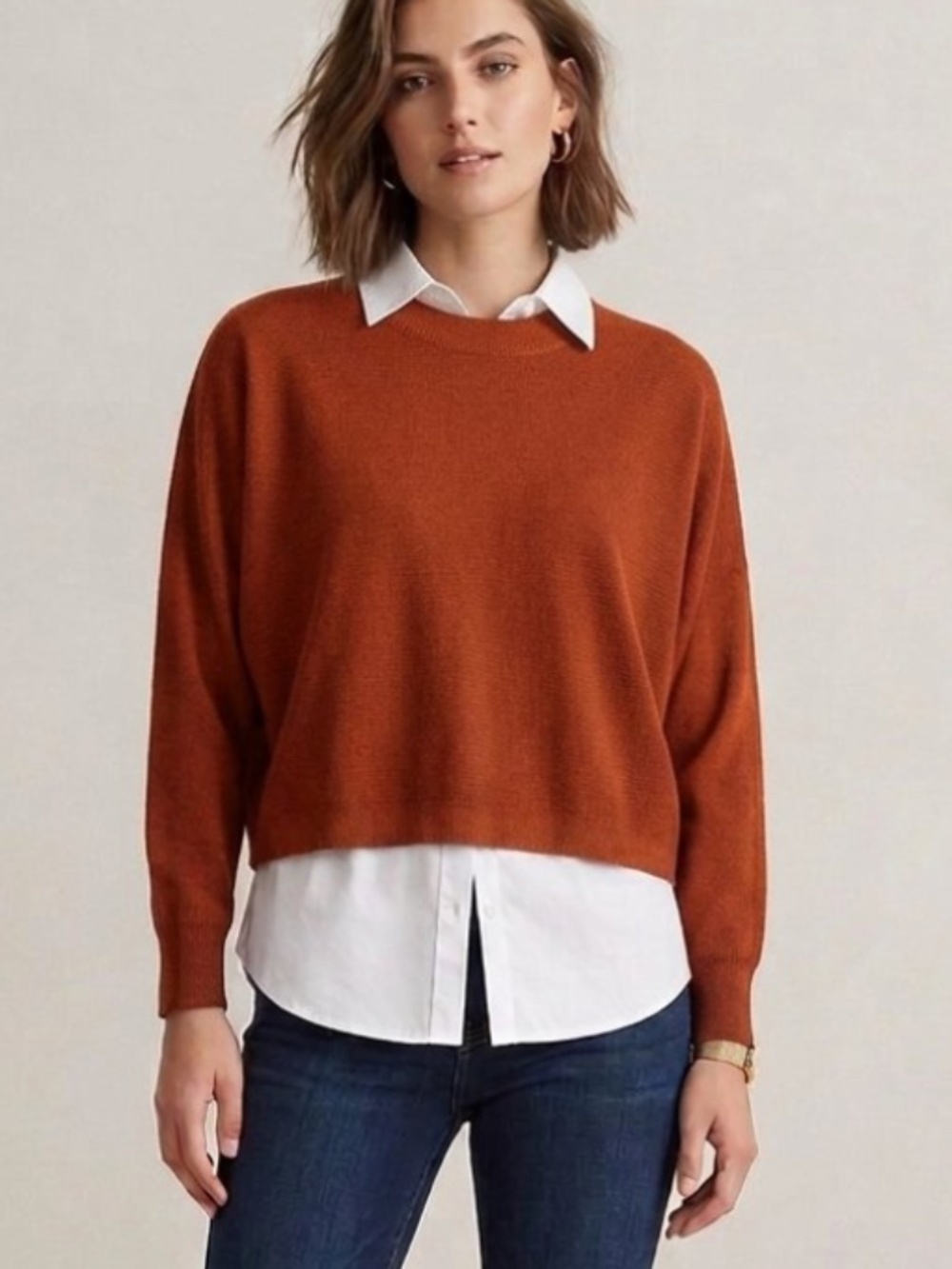 Brian Bailey Cropped Knit Burnt Orange Sweater - XL